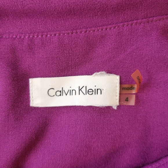 Calvin Klein Fuschia Purple Sleeveless Ruffle Sheath Dress Size 4 - Picture 5 of 5